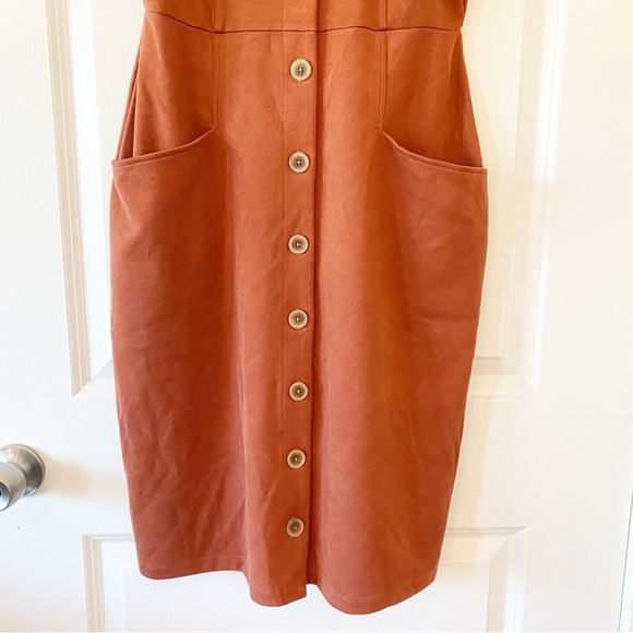 DOWNEAST Button Front Puff Sleeve Midi Dress - Picture 4 of 9
